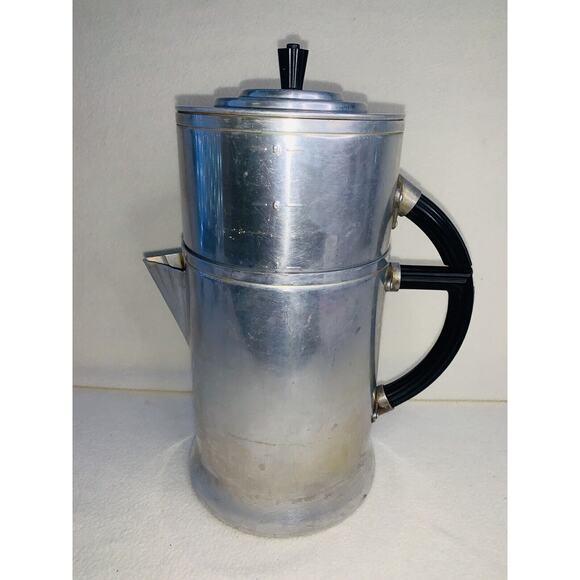 Vintage Wear-Ever Aluminum Coffee Pot Bakelite Handles 2209 3-9 cup USA 3 Piece - Picture 4 of 15
